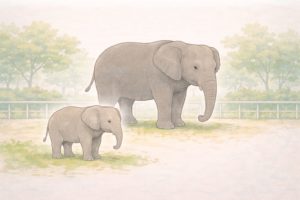 ゾウは成獣と子どもで体重イメージが変わることを示す挿絵