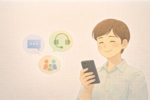 よくある質問とサポート活用をイメージした挿絵