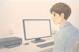 クリックポストでラベルを保存せず再印字できなくなった状況を表したイラスト