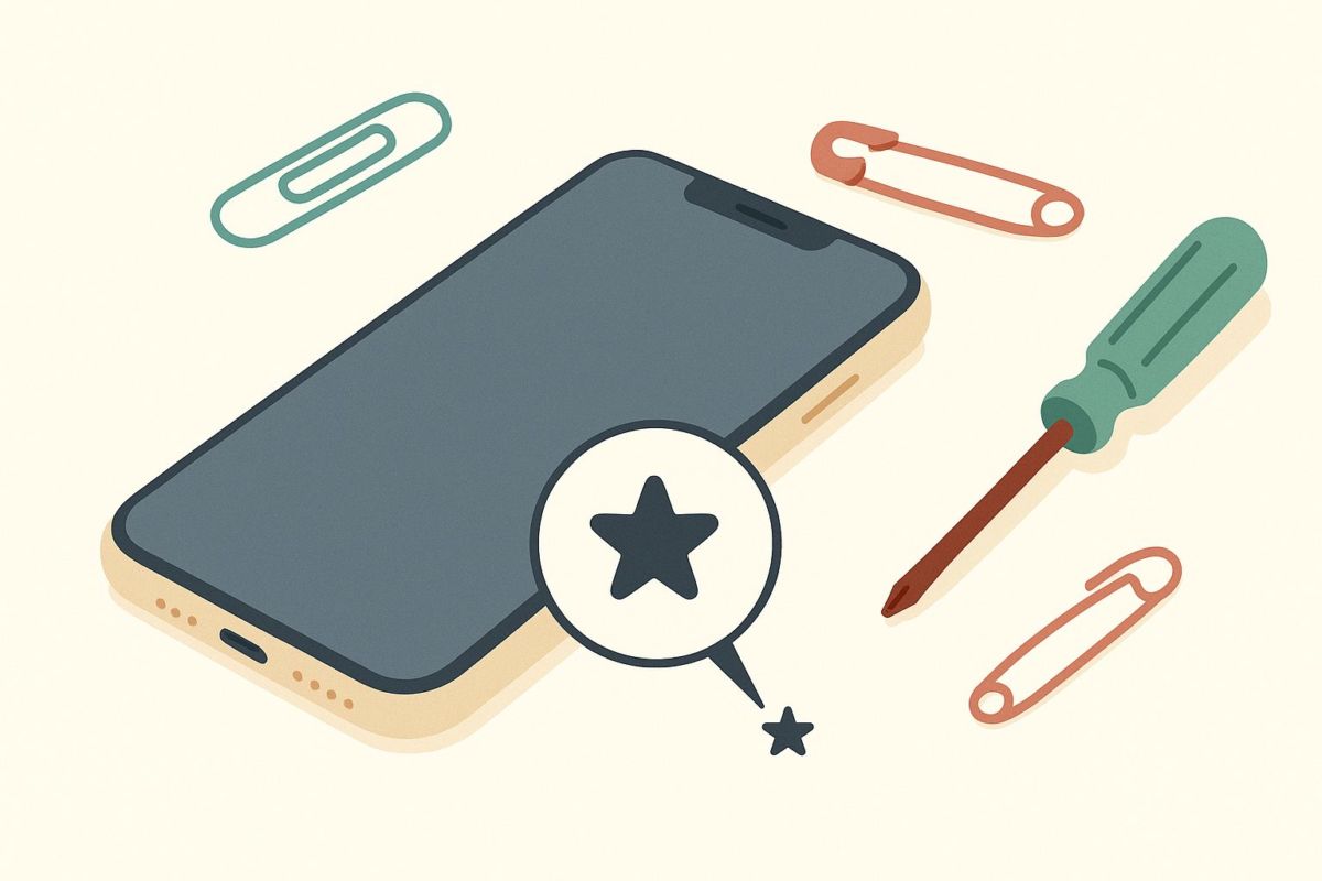 iPhone修理に必要な星形ドライバーと身近な代用品をイメージしたイラスト