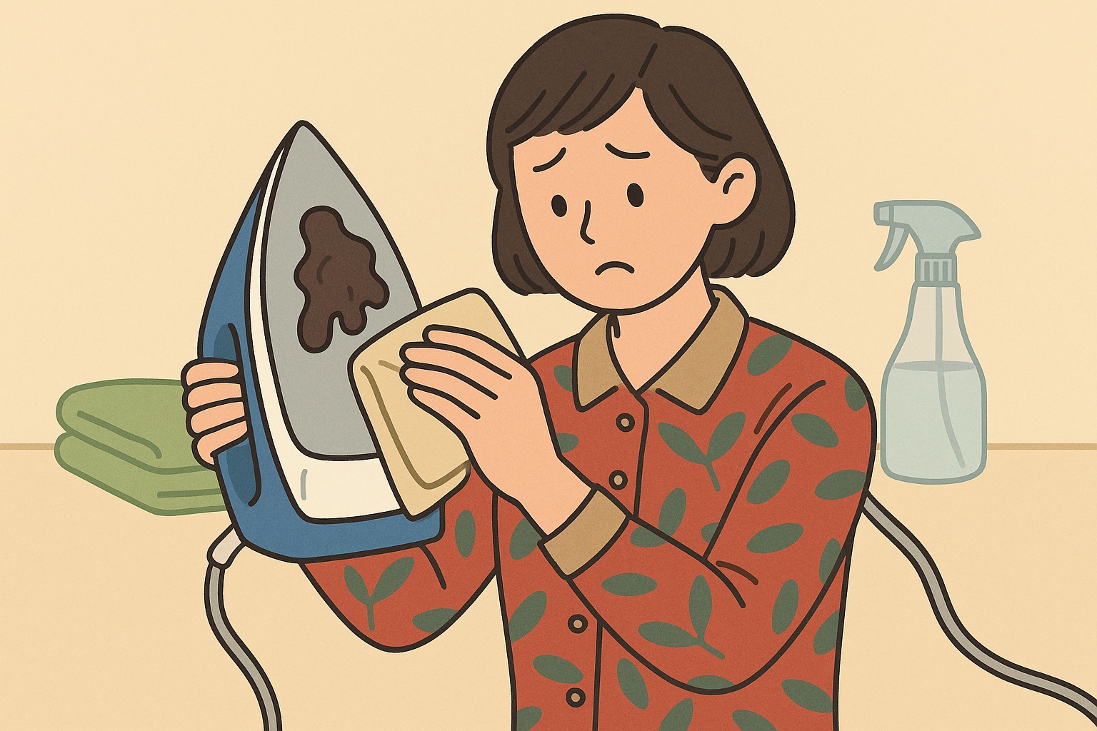 アイロンで溶けたナイロンを取り除くイメージイラスト