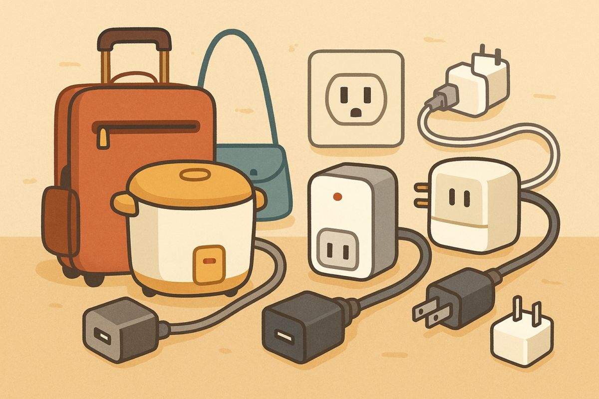 台湾旅行で安心して使える変圧器と変換プラグをイメージしたアイキャッチイラスト