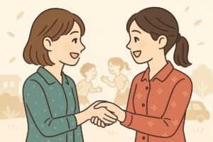 お礼LINEがママ友との関係を温かくすることを象徴するイラスト