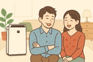 KC-40TH7-Wを使って笑顔で暮らす家族を描いた口コミイメージ