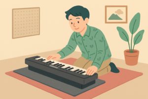防音マットやカーペットを使って演奏環境を整えるイラスト