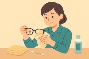 眼鏡を丁寧にクリーニングする手順イラスト
