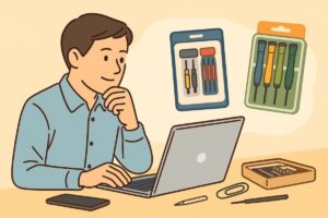 Amazonの通販で星形ドライバーを比較して選んでいるシーン