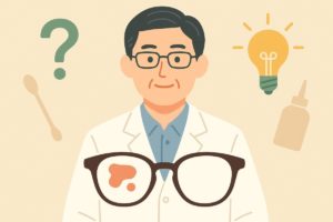 眼鏡の塗料落としに関するQ&Aを表現したイラスト