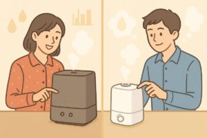 EE-DE50の多機能モードとRT50のシンプル操作を比較するイラスト