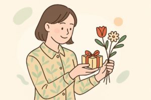 相手に負担をかけないよう工夫して感謝を伝えるイラスト