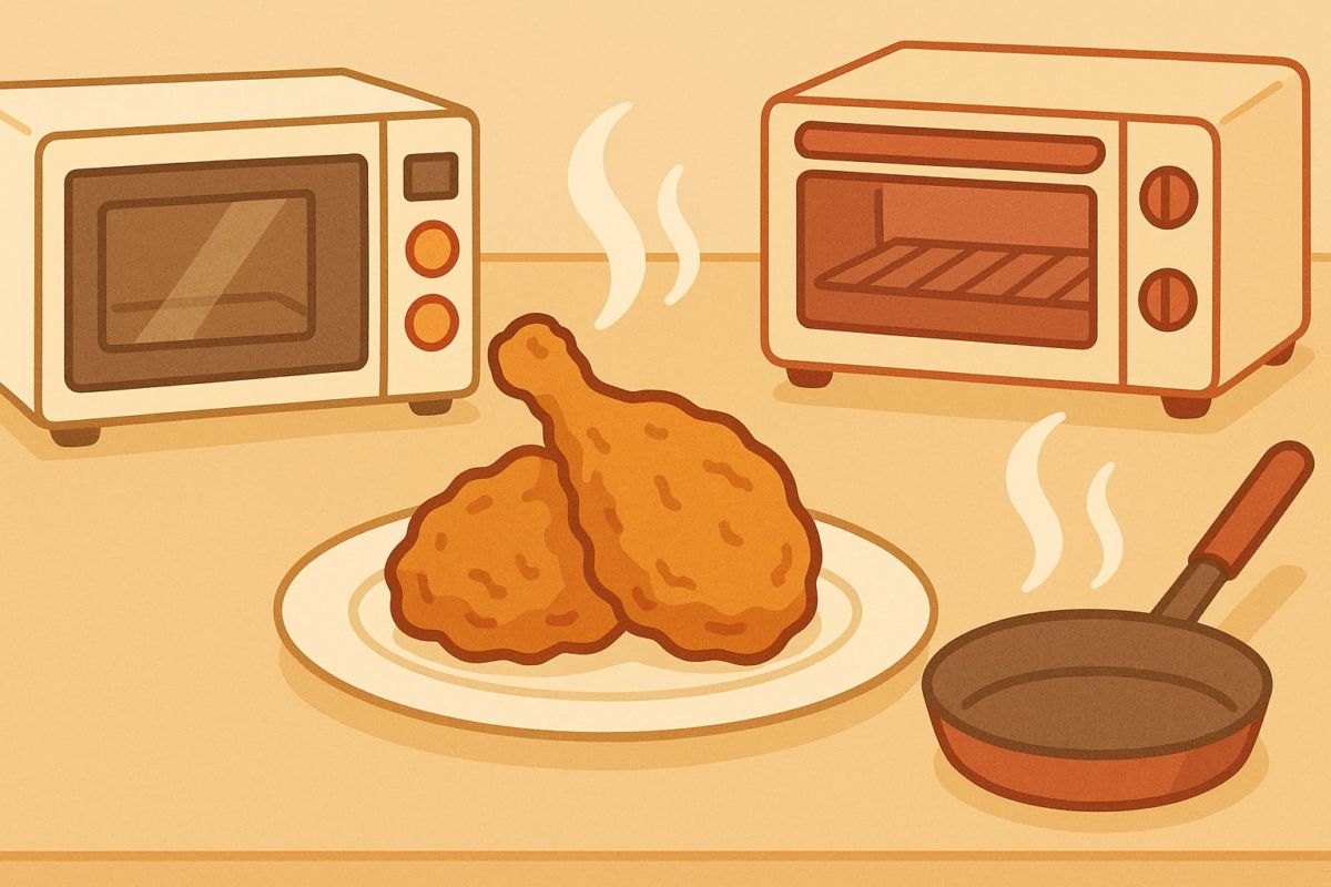 ケンタッキーのチキンを美味しく温め直す方法を象徴するイラスト