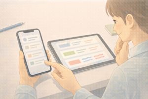 アプリ内でフォントの雰囲気を選んで比べているイメージ