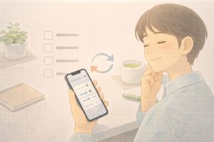 フォント設定の不安を解消し、元に戻せる安心感を伝えるイメージ