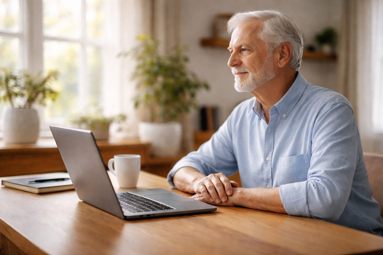 ChatGPTを使い仕組み化されたブログ運営を続ける高齢者のイメージ