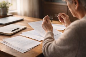 ブログの記録を整理し振り返る高齢ブロガーの作業風景